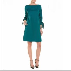 LAFAYETTE 148 NEW YORK Paige Elaine Self Tie Shift Dress in Emerald Green sz XL